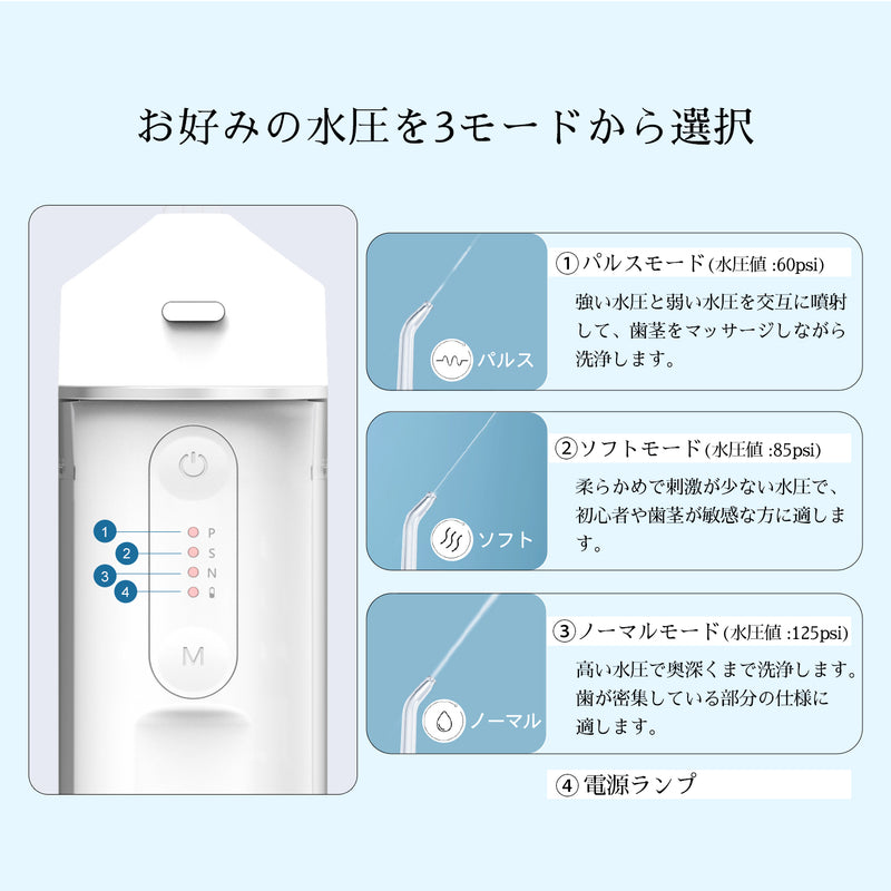 日本製 ポータブル口腔洗浄器 LRJ-K01-WH