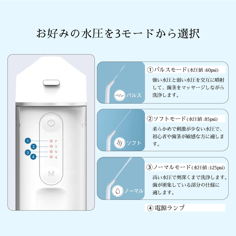 Leadtek ポータブル 口腔洗浄器 ZJP-K01-WH